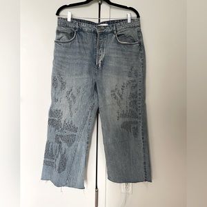 Zara jeans with silver appliqué and beadwork